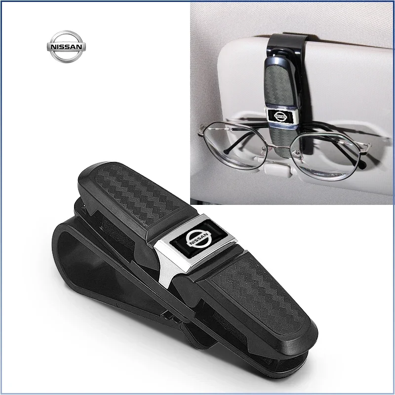 Car Sun Visor Glasses Clip Ticket Card Storage Clamp for Nissan Qashqai X J10 Trail Tiida Teana Skyline X-trail Almera Hub Caps