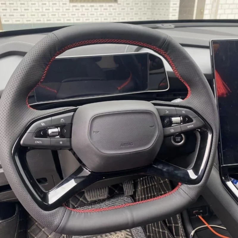 

Искусственная кожа, черная для Geely Boyue Cool Boyue L 2022-2025, оплетка рулевого колеса двойного типа D
