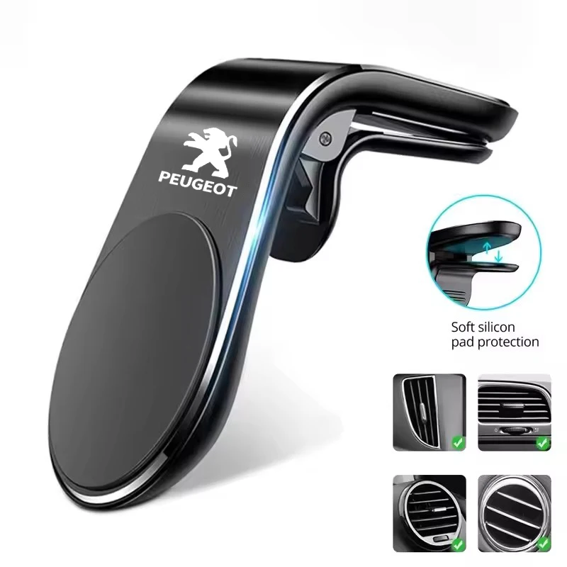 Soporte magnético tipo L para teléfono inteligente, Clip para Peugeot 308 206 208 207 3008 307 2008 508 407, accesorios para coche
