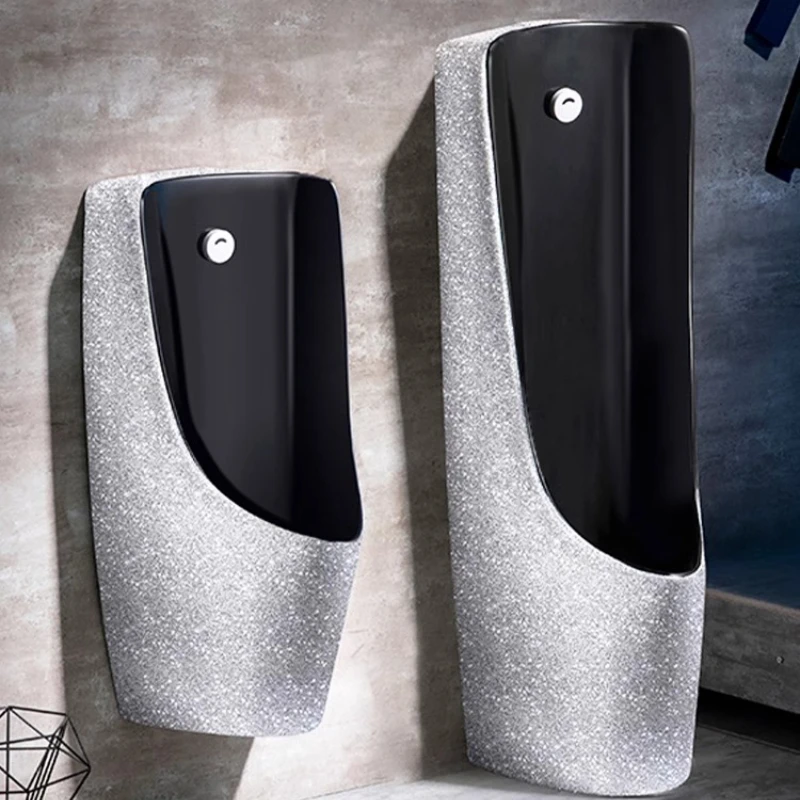 

Black floor-to-ceiling urinal Wall-mounted household color ceramic induction urinal