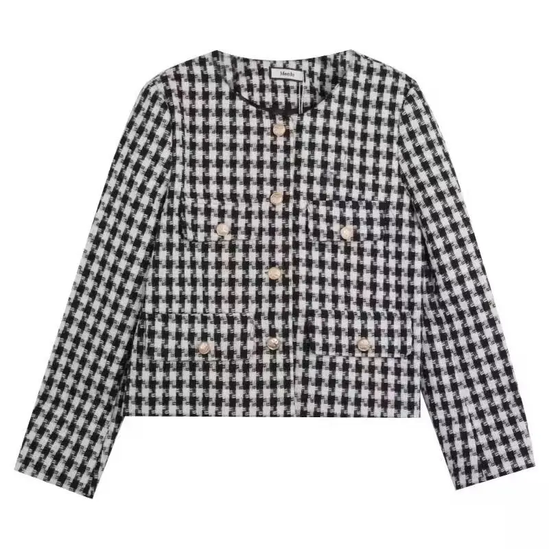 Frühling und Herbst Neue Kleine Duftenden Mantel frauen Casual Vielseitig Temperament Plaid Jacke