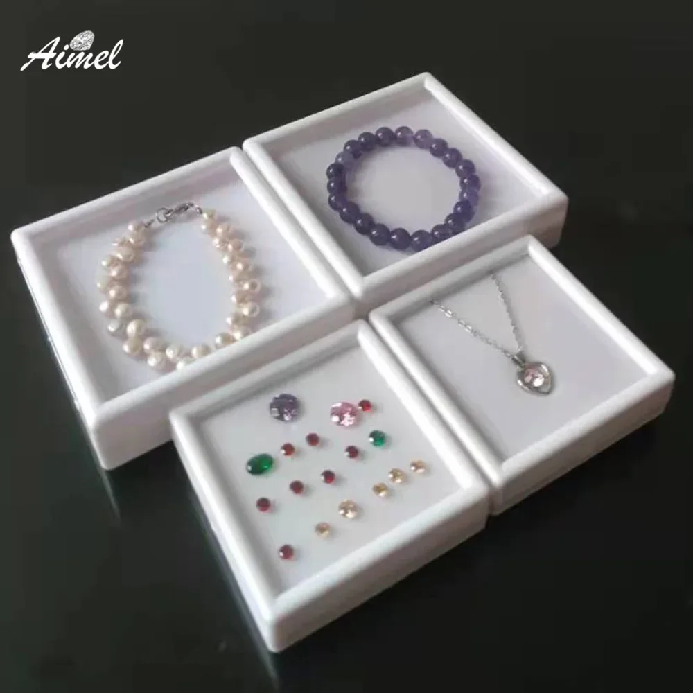 7cm/9cm White Diamond Jewelry Storage Box Gemstone Display Case Bracelet Chain Pendant Organizer Gift Packaging Box Joyero Case