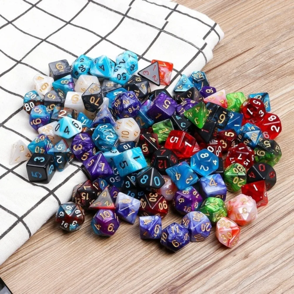 TRPG Game Polyhedral Multi Sided Acrylic Dice Game Tool Accessories 7Pcs Set for Desktop Games