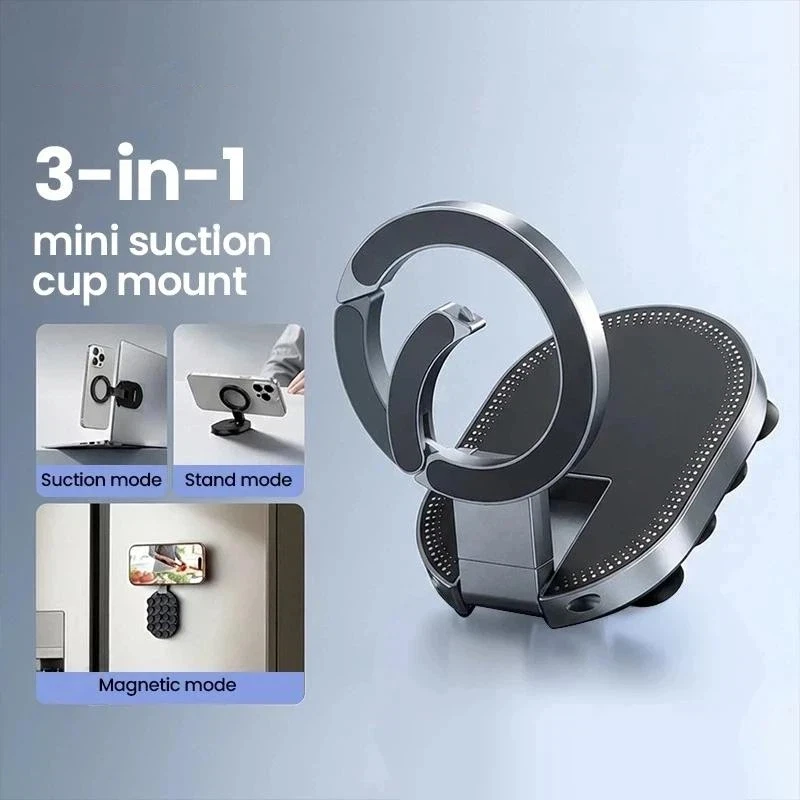 

3-in-1 Suction Mount Magnetic Phone Holder Rotatable Wall Mountable Magnetic Stand Adjustable Portable Cell Phone Holder