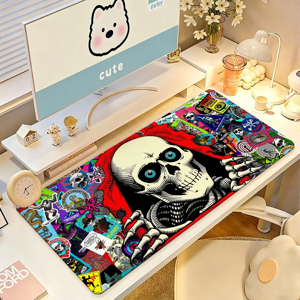 Fashion P-PowellS P-P Logo Mouse Pad Large Non-Slip Waterproof Mat Stitched Edge Keyboard Pad for Gaming Daily Office