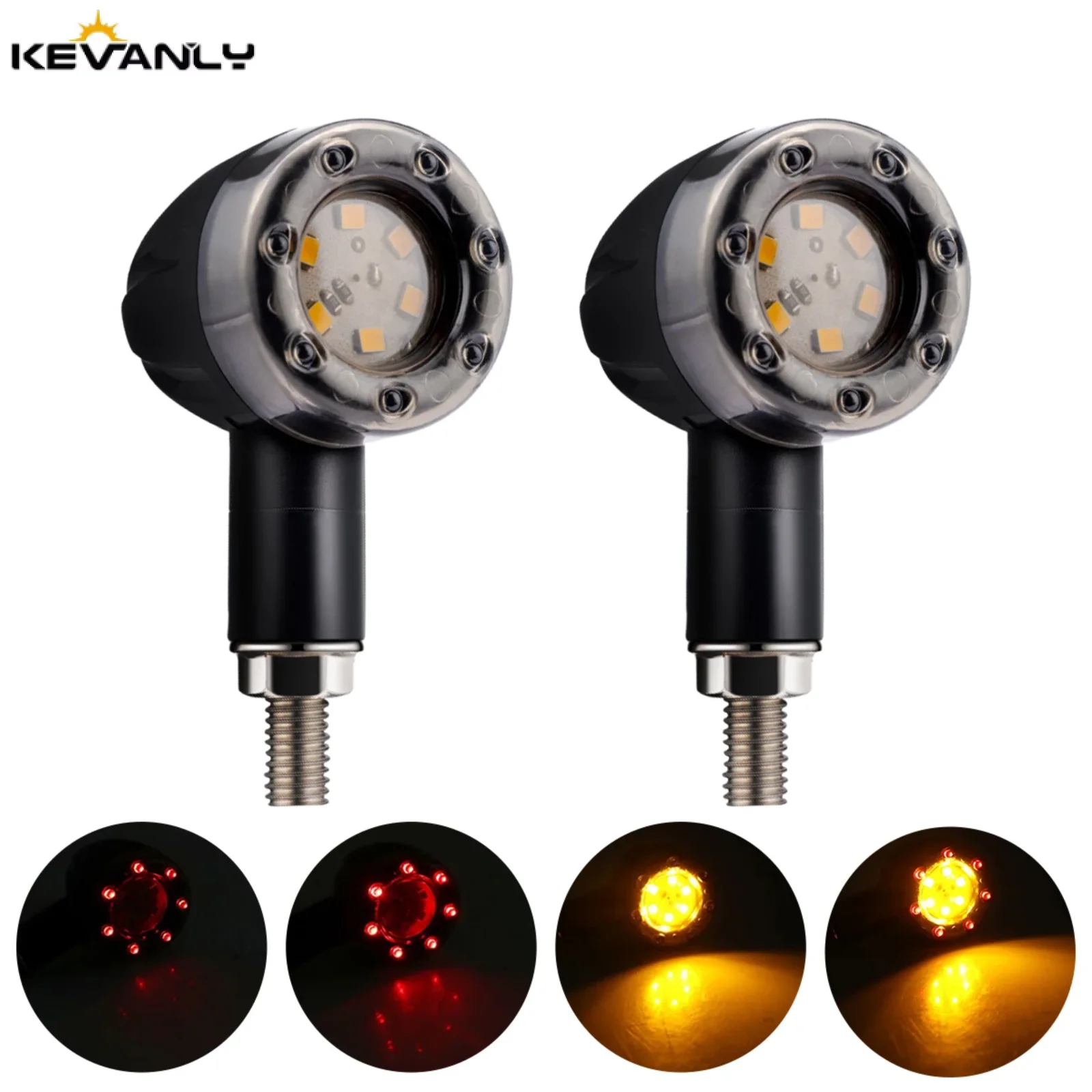 

2pcs 6 leds Motorcycle Indicator Mini LED Turn Signal Light Flasher Red Amber Strobe Lamp Blinker For Yamaha Kawasaki Cafe Racer