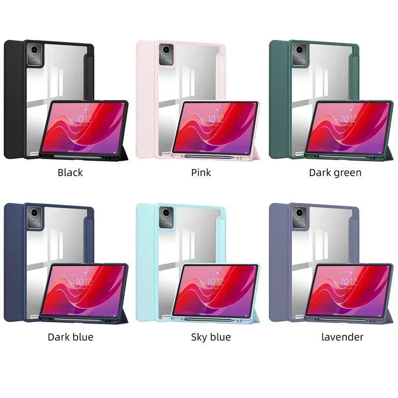 Чехол для планшета Lenovo Xiaoxin Pad 2024 Tab M11, 11-дюймовый тройной держатель для карандашей, акриловая задняя откидная подставка, противоударный чехол
