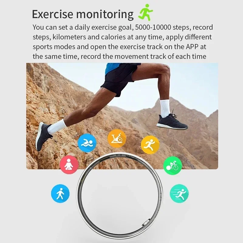 Magnetic Charging Smart Ring with Charging Cable Heart Rate Blood Oxygen Sleep Monitor Pedometer Remote Control Photo Bracelet