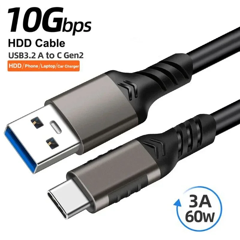 

Short 30cm 50cm USB 3.2 to Type C Gen2 Cable 10Gbps Data Transfer USB C SSD Cable 3A 60W QC 3.0 Fast Charging Mobile Phone Cable