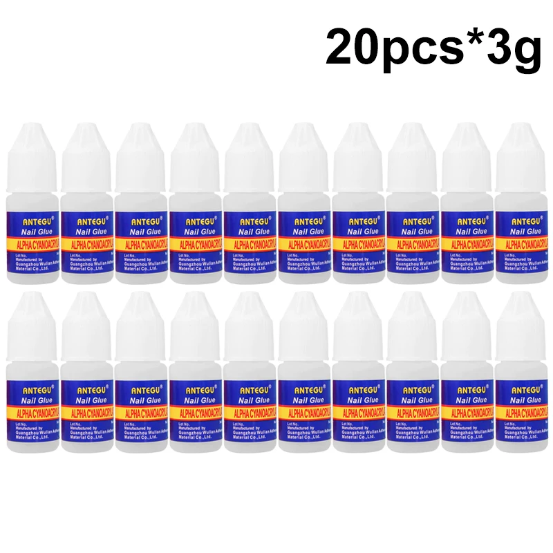 Adhesivo súper adhesivo transparente de larga duración 3g, 5/10/20 piezas, pegamento para uñas de secado rápido para uñas acrílicas, herramientas para diamantes de imitación
