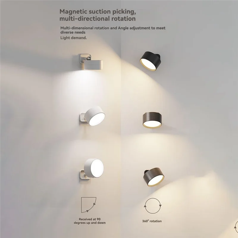 

A98E-Rechargeable Magnetic LED Wall Light 360° Rotation Touch & Remote Control Spotlight For Home & Office