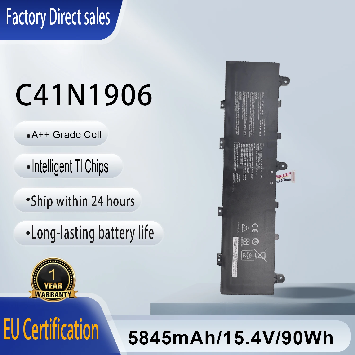 C41N1906 Laptop Battery For ASUS ROG Zephyrus Duo 15 GX550 SE Series 0B200-03590000 4ICP5/63/133 (Short Line) GX550LWS FA506QR