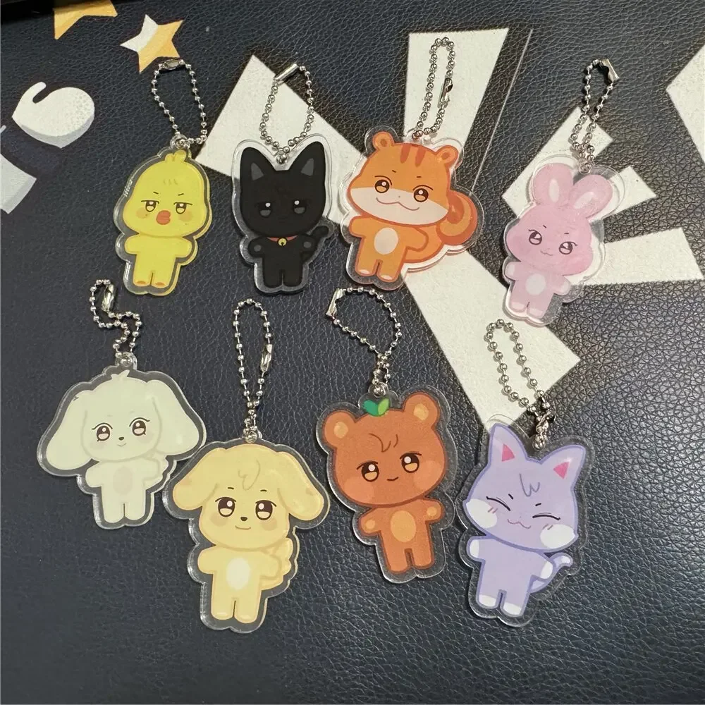 8PCS Kpop ATEEZ Aniteez Keychain Animals Pendant Keychains Keyring Hongjoong Seonghwa Wooyoung Jongho Mingi Bag Accessories