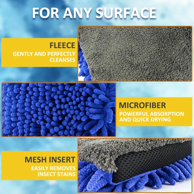 

Водонепроницаемые трехслойные перчатки из микрофибры, перчатки из синели премиум-класса без царапин из микрофибры — детализация автомойки