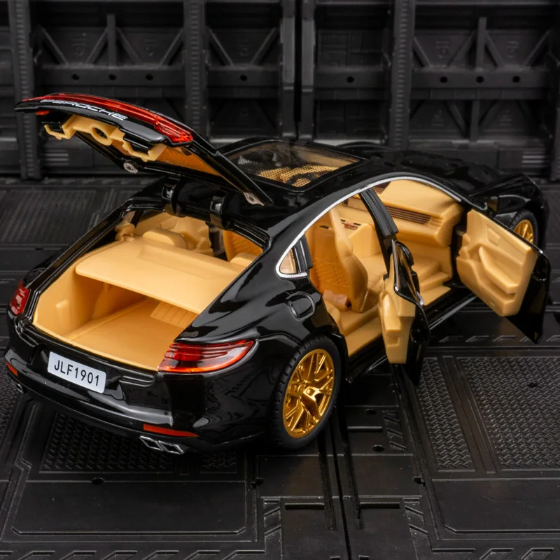 Colección de adornos de modelo de coche de aleación Porsche Panamera 1:24, puertas y capó de motor, el maletero se puede abrir para juguetes para niños