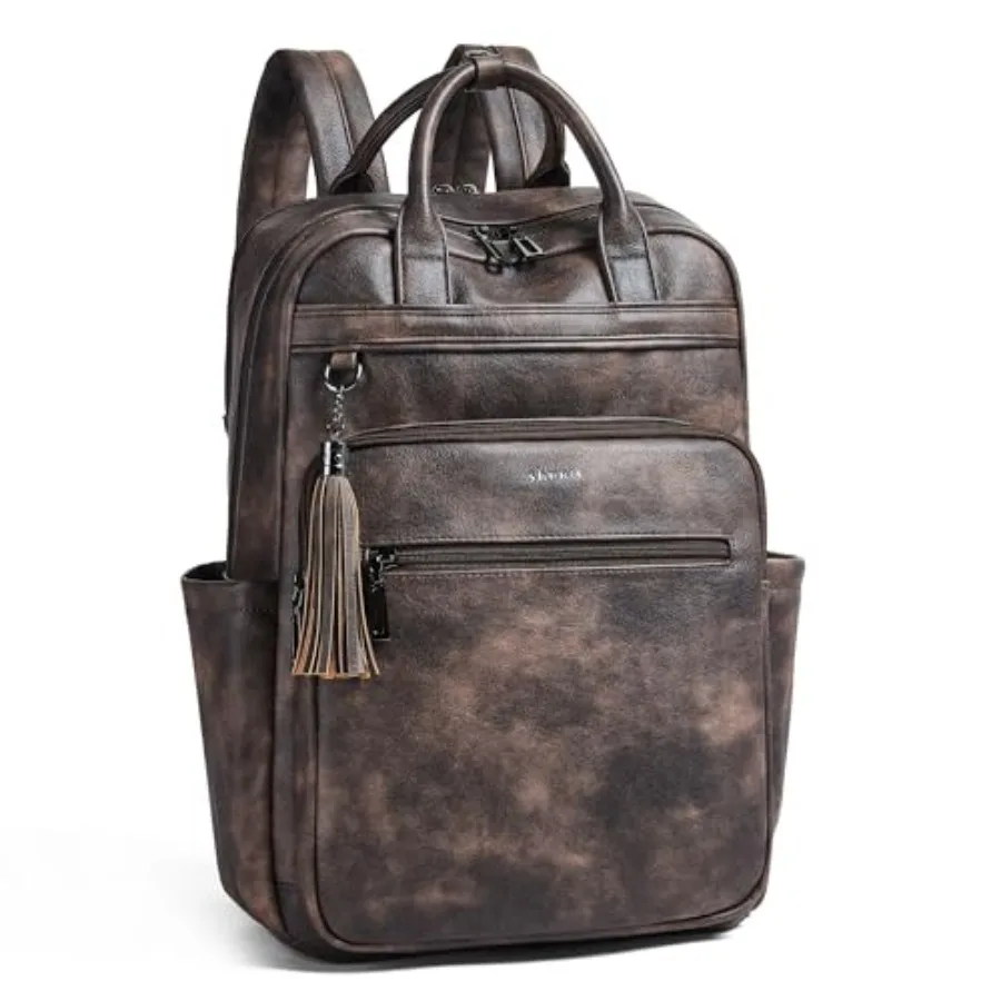 

Laptop Backpack for Women 15.6 inch Travel Leather Backpack Purse Work Computer Backpacks for Business College