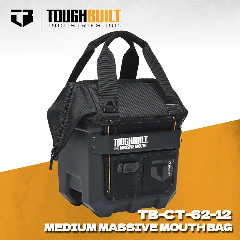 

TOUGHBUILT TB-CT-62-12 Medium Massive Mouth Bag Waterproof Base 12" Massive Mouth Tool Bag Toughbuilt Tool Bag