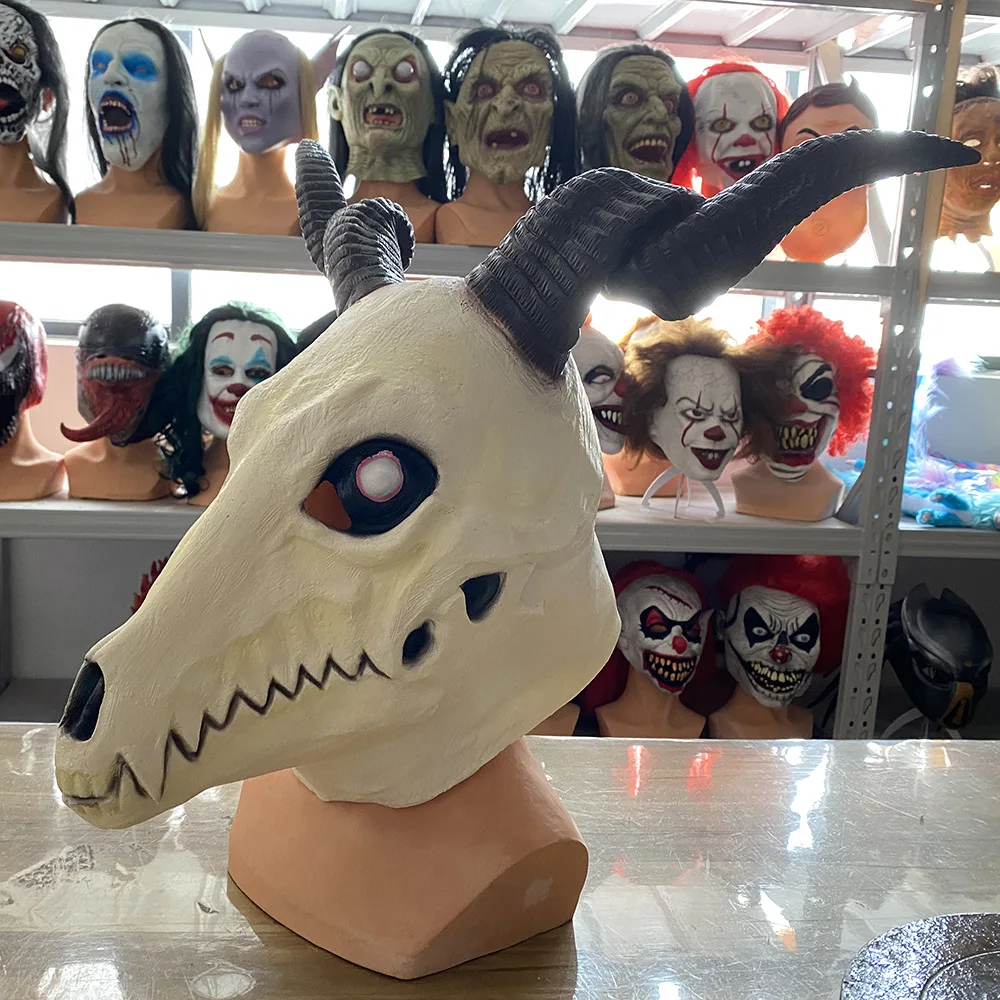 Ziegenkopf-Schädelmaske Widderhörner Tierschädel-Kostümmaske Dämon Teufel Böse Maske Cosplay Halloween Deko-Requisite ﻿ – Detail 3