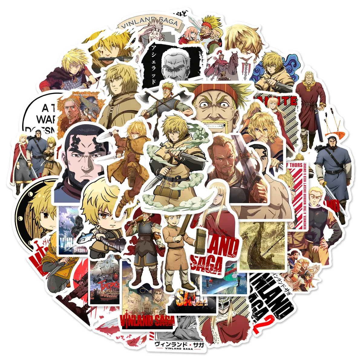 Autocollants de dessin animé Vinland Saga, étiquette Cool, décoration d'animation d'aventure, jouets pour enfants, ordinateur portable, guitare, vélo, Graffiti, 50 pièces