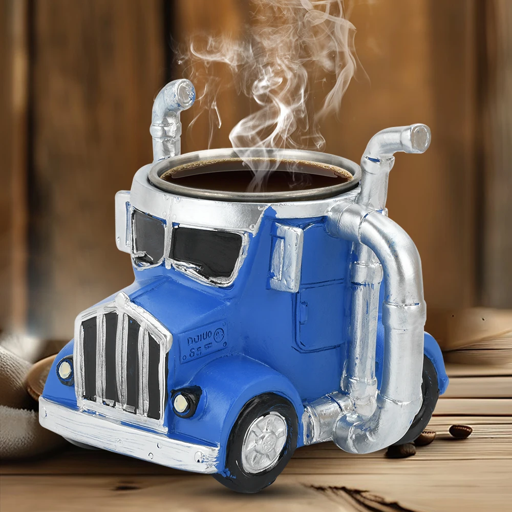 Durable Truck Coffee Mug Semi Truck Handcrafted Coffee Cup Semi-trailer Shaped 200-250ML Semi-Truck Coffee Mugs For Office