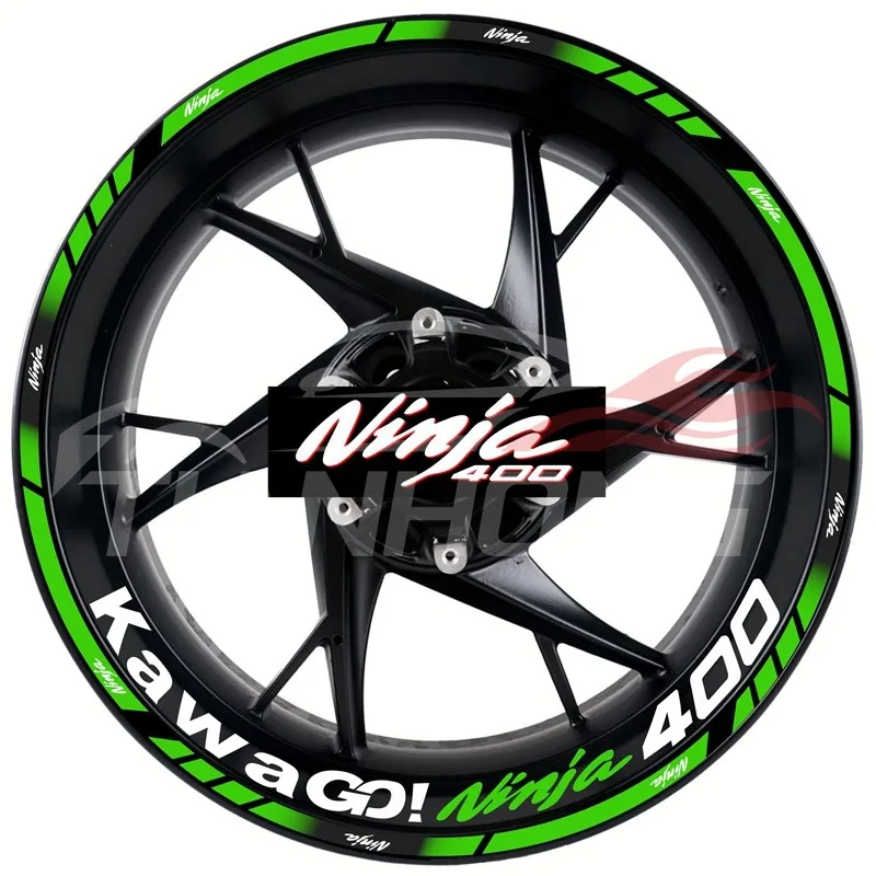 Adesivo Reflexivo Aro para Motocicleta Kawasaki, Decalque Decoração Logo Cubo de Roda, Ninja 125 250 300 400 650 ZX-6r 10R 14R, 17"