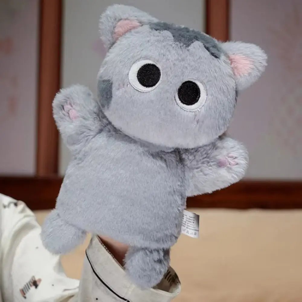 Marioneta de mano de animales para gatos, simulación de contar historias, juguetes de peluche para gatos, marioneta de historia de dedo de mano suave para educación temprana