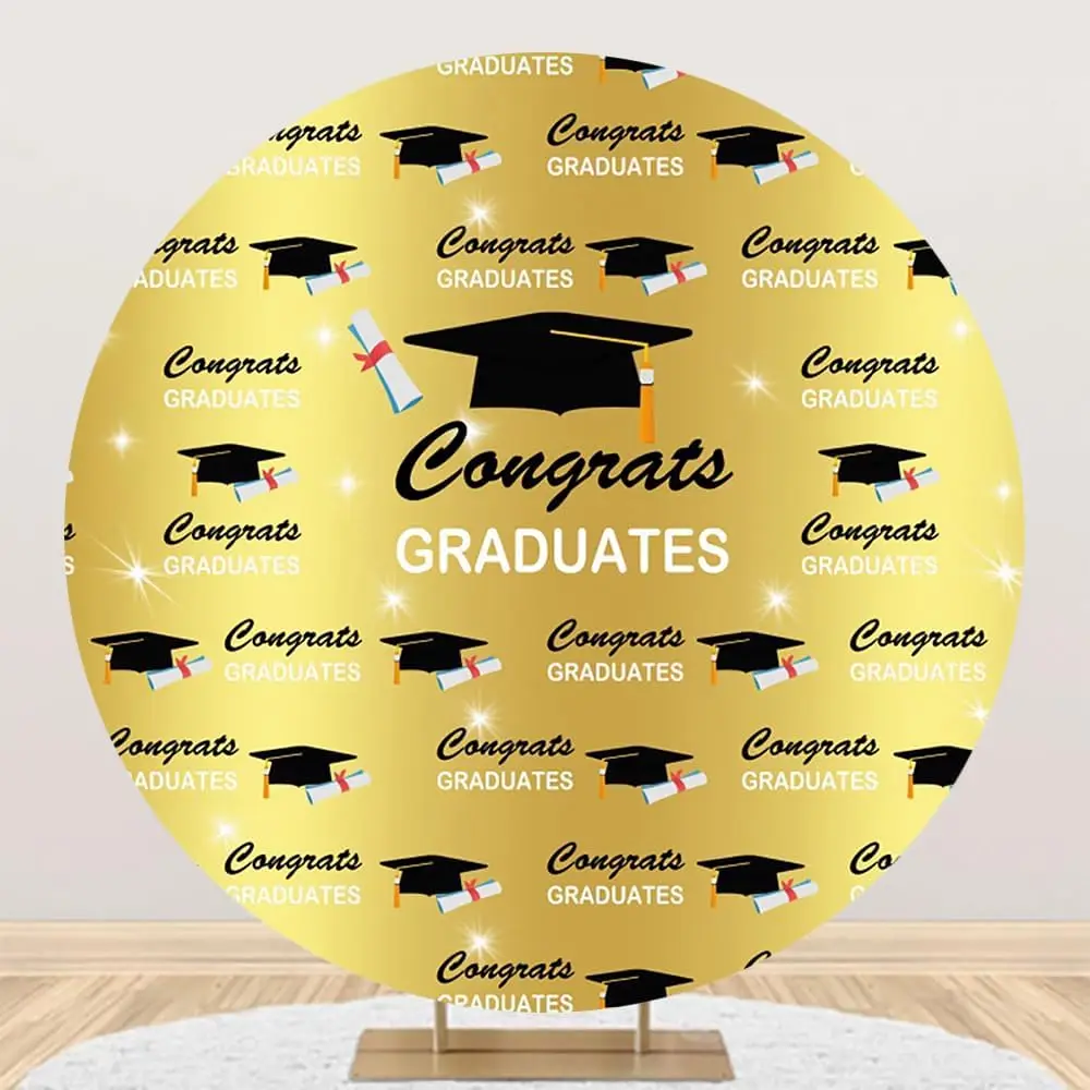 2025 Step And Repeat Class Graduation Backdrop Gold Cap Balloon Grad Congrats Party Banner Background Prom Party Supplies