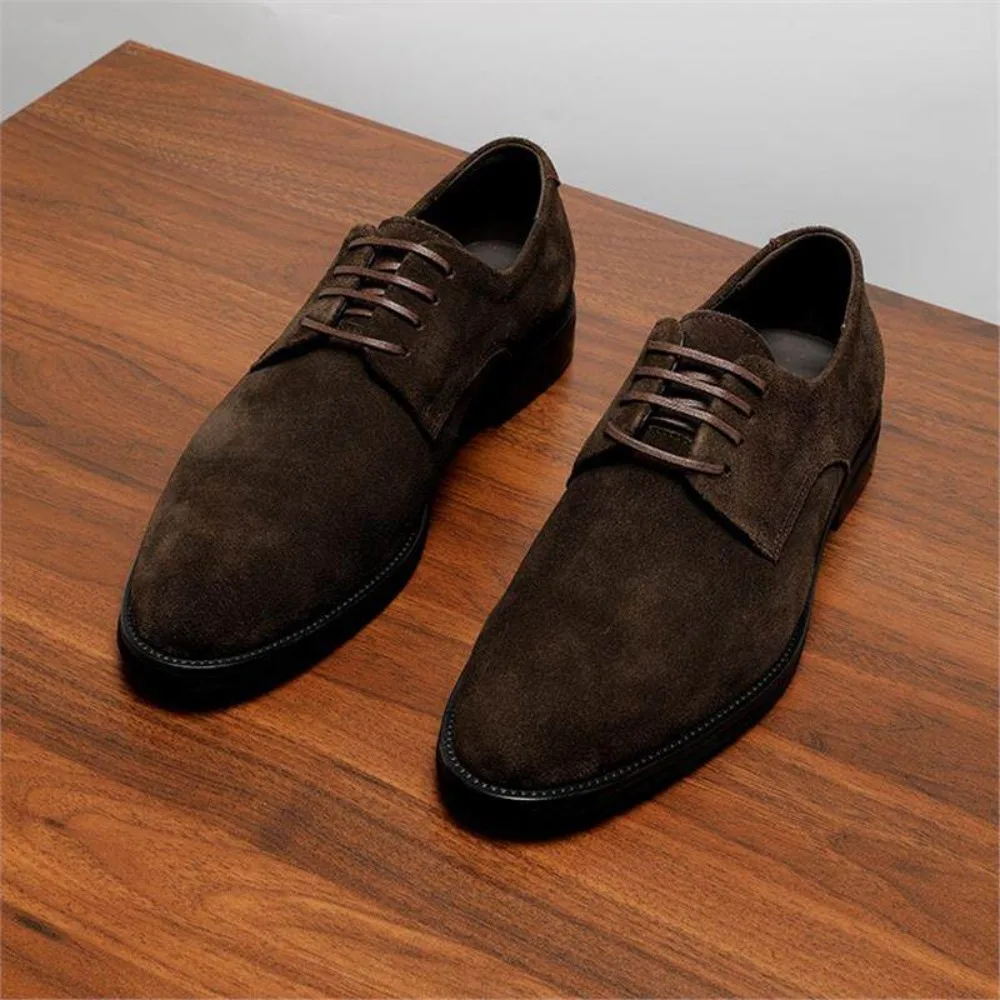 

Genuine Suede Leather Men's Dress Shoes British Style Formal Derby Shoes Business Casual Summer Men's Footwear