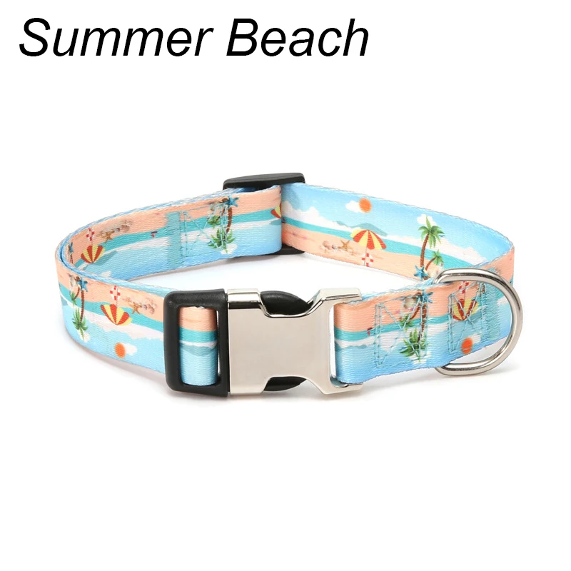 Personalised Forest Pattern Dog Collar Adjustable Nylon Pet Lead_voghion.com