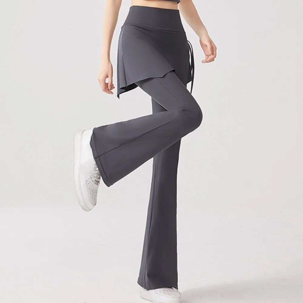 Women Tights Skirt Design Fitness Leggings 2 in 1 High Waist Sports Leggings Tight Flare Hem Sports Yoga Pants Outdoor image 3