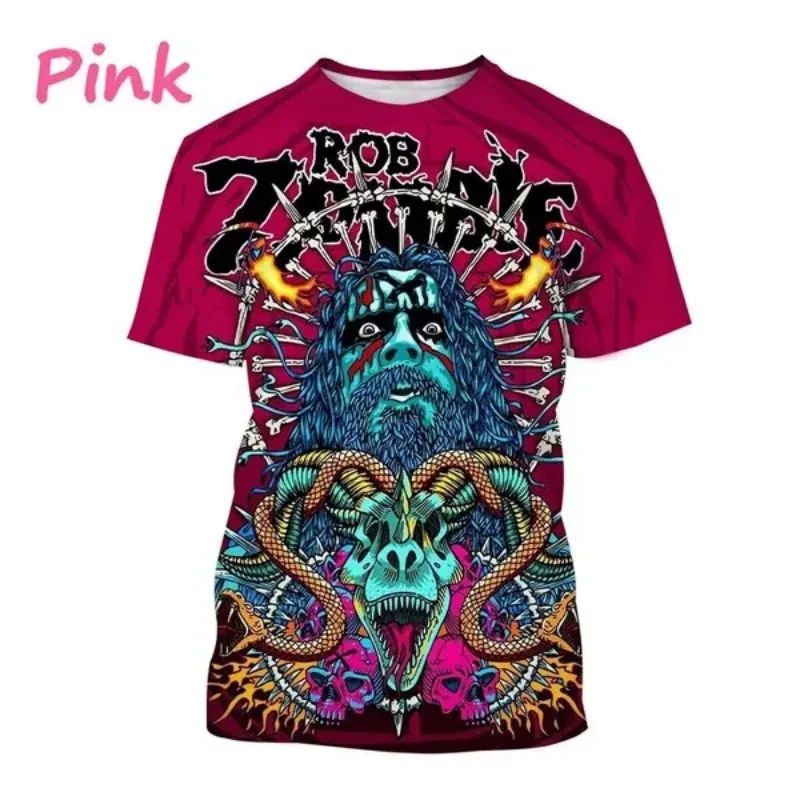 Rob Zombie 3D Print T shirts Heavy Metal Rock Singer Print T-shirt for Men/Women Round Neck Short-sleeve Top Oversized Tee Shirt