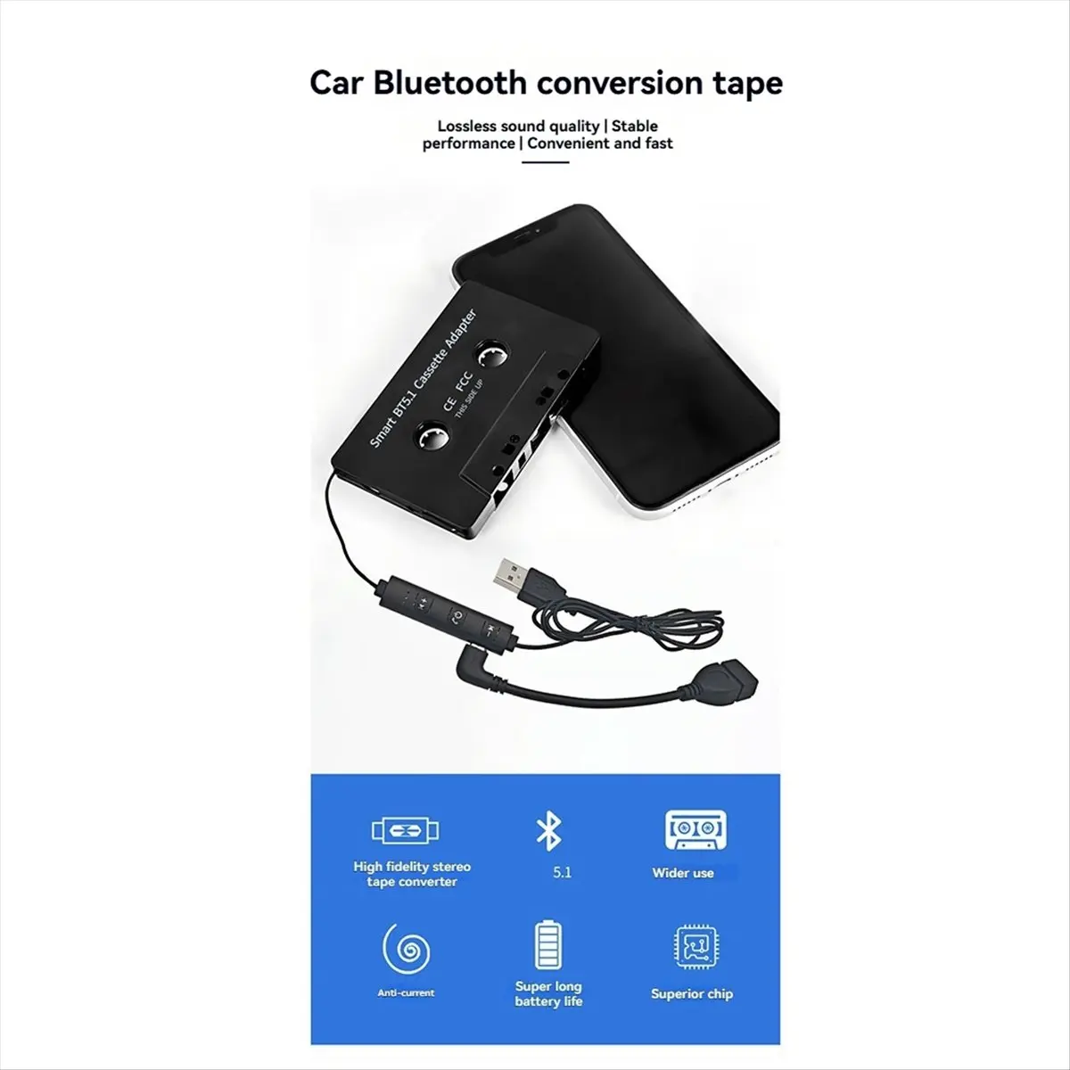 【ELEVATE LIFE】Cassette Adapter Bluetooth 5.1 Universal Wireless Cassette Adapter for Cars Trucks with Cassette APP Player