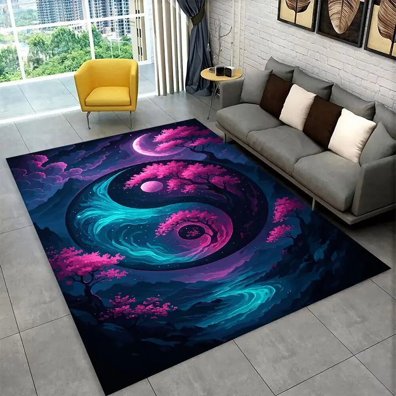 Meditation Yin Yang Tai Chi Bagua Yoga Large Area Rug Non-slip Carpet for Bedroom Living Room Sofa Doormat Home Decor Floor Mat