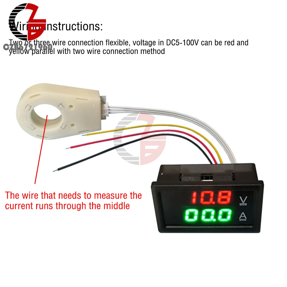 50A 100A 200A 400A LCD Digital Hall Voltmeter Ammeter Wattmeter Voltage Current Meter Voltage Detector Current Meter DC 5-100V