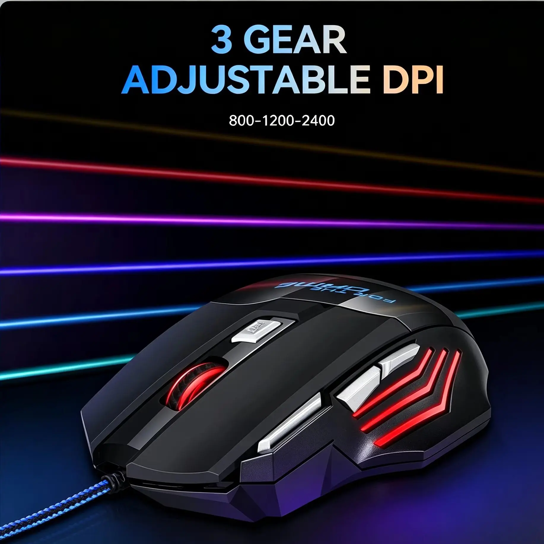 RGB Backlit 7-Buttons Gaming Wired Mouse 2400DPI Adjustable Ergonomic Design Gamer Wired Optical Mouse For PC Computer Laptop