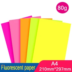 Papel fluorescente A4, 100 hojas, reflejos fluorescentes de Color, cartón artesanal, Kraft, Impresión de copia hecha a mano