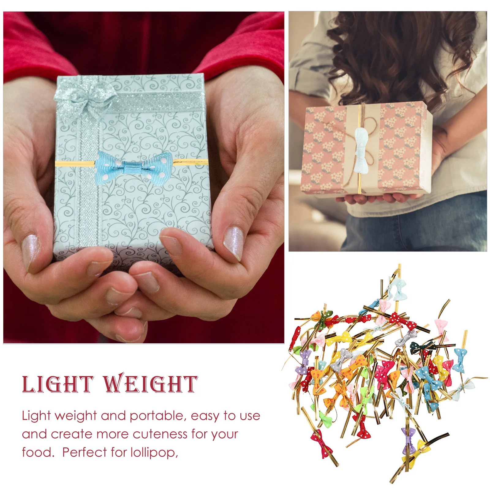 

100Pcs Lollipop Sealing Bows Twist Tie Bows for Snack Bags Wedding Candy Party Decoration DIY Ties Bread Bag Sealing Bow