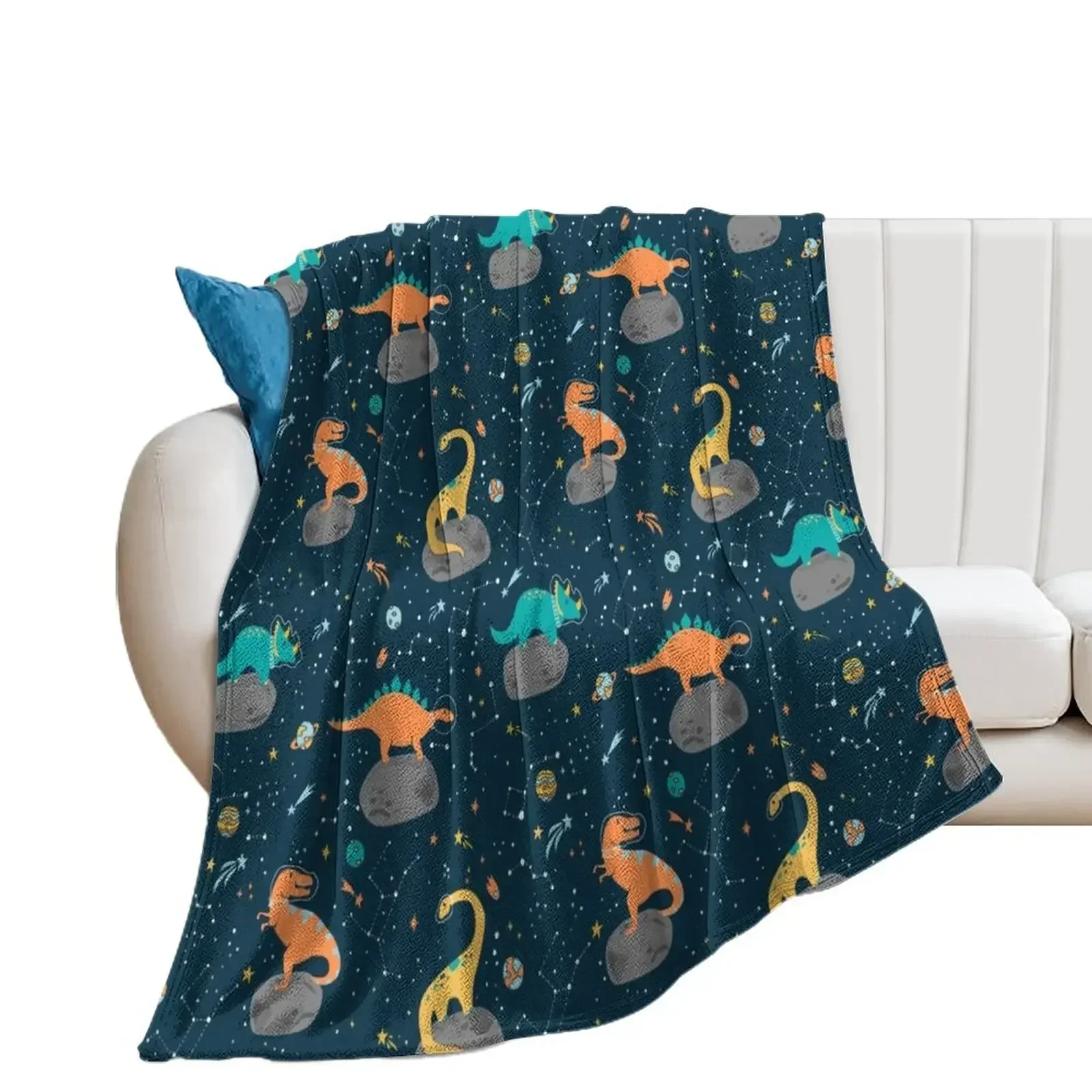 

Dinosaurs Floating on an Asteroid Throw Blanket Luxury Brand Soft Big decorative Blankets