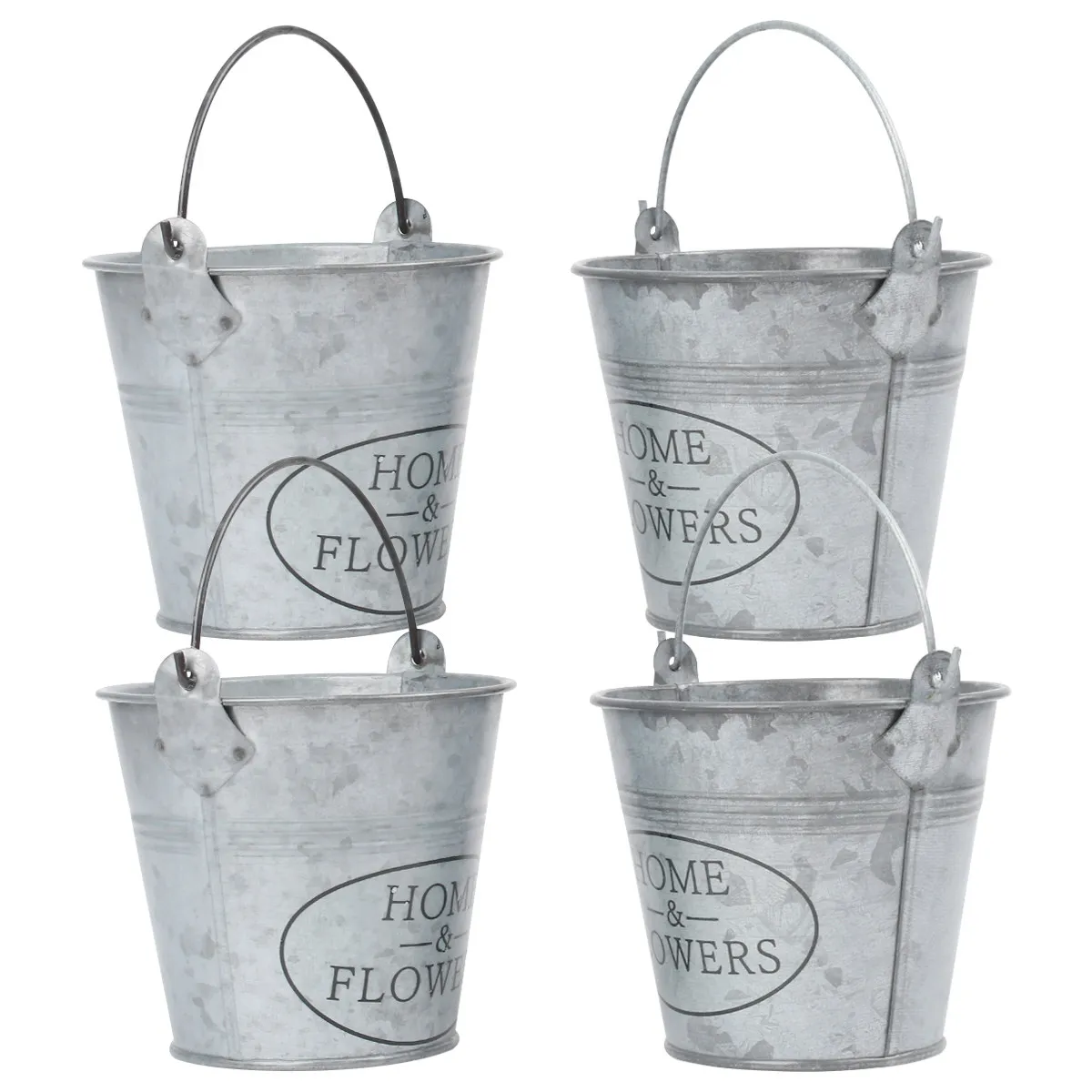 4Pcs Vintage Iron Flower Pot Retro Flower Bucket Premium Material for Windowsill Desk Balcony Office Home Furnishings Decoration