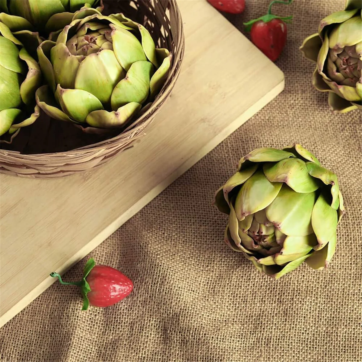 Legumes artificiais e frutas para casa e festa de casamento, decoração de mesa, artificial, verde