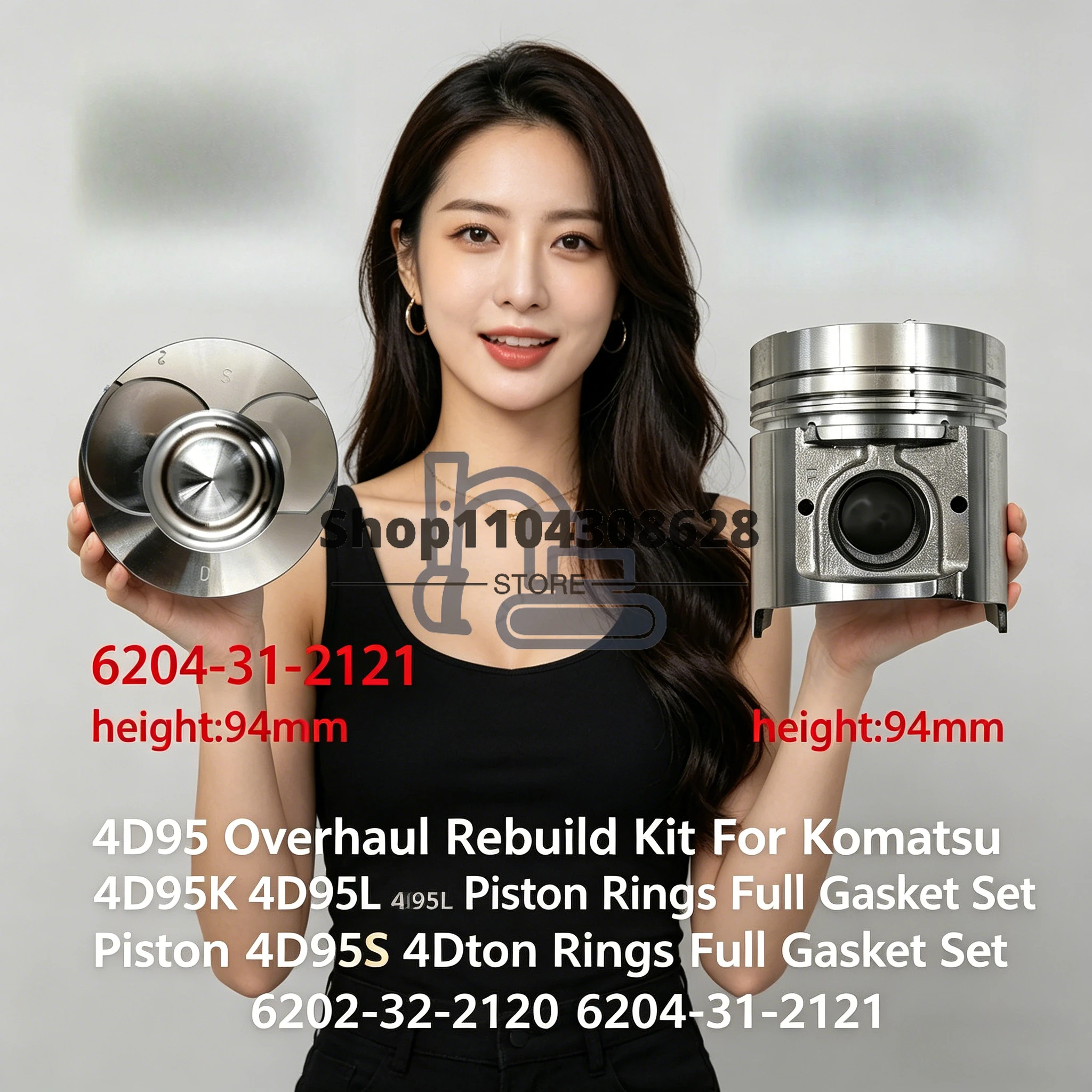 4D95 6202-32-2120 Overhaul Rebuild Kit For Komatsu 4D95K 4D95L 4D95S Piston Rings Full Gasket Set 6204-31-2121