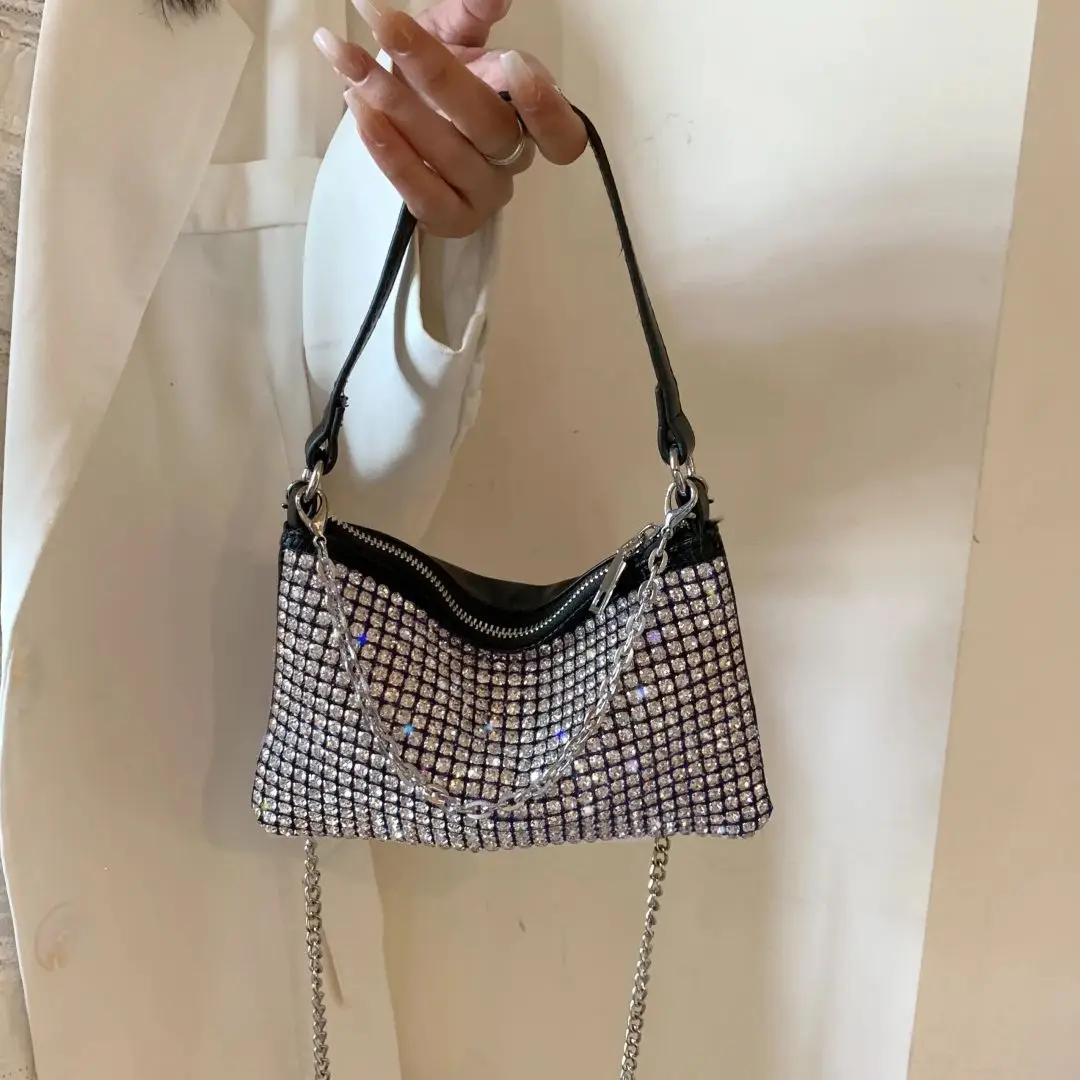 2024 Summer Trend Shiny Diamond Mini Cross Body Bags Bling Purses and Handbag Female Small Shoulder bag Evening Party Bag