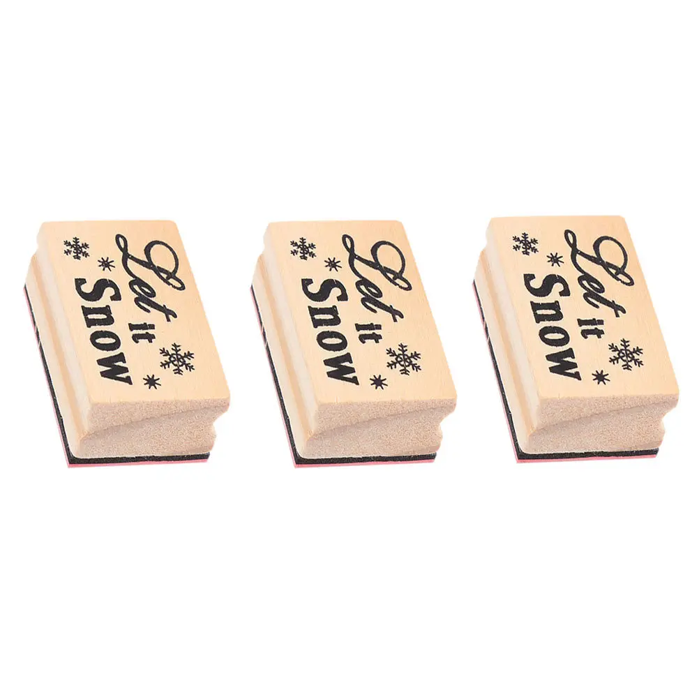

3Pcs Christmas Wood Stamps Creative Durable Hand Account DIY Planner Scrapbook Decoration Christmas Scrapbook Stamp
