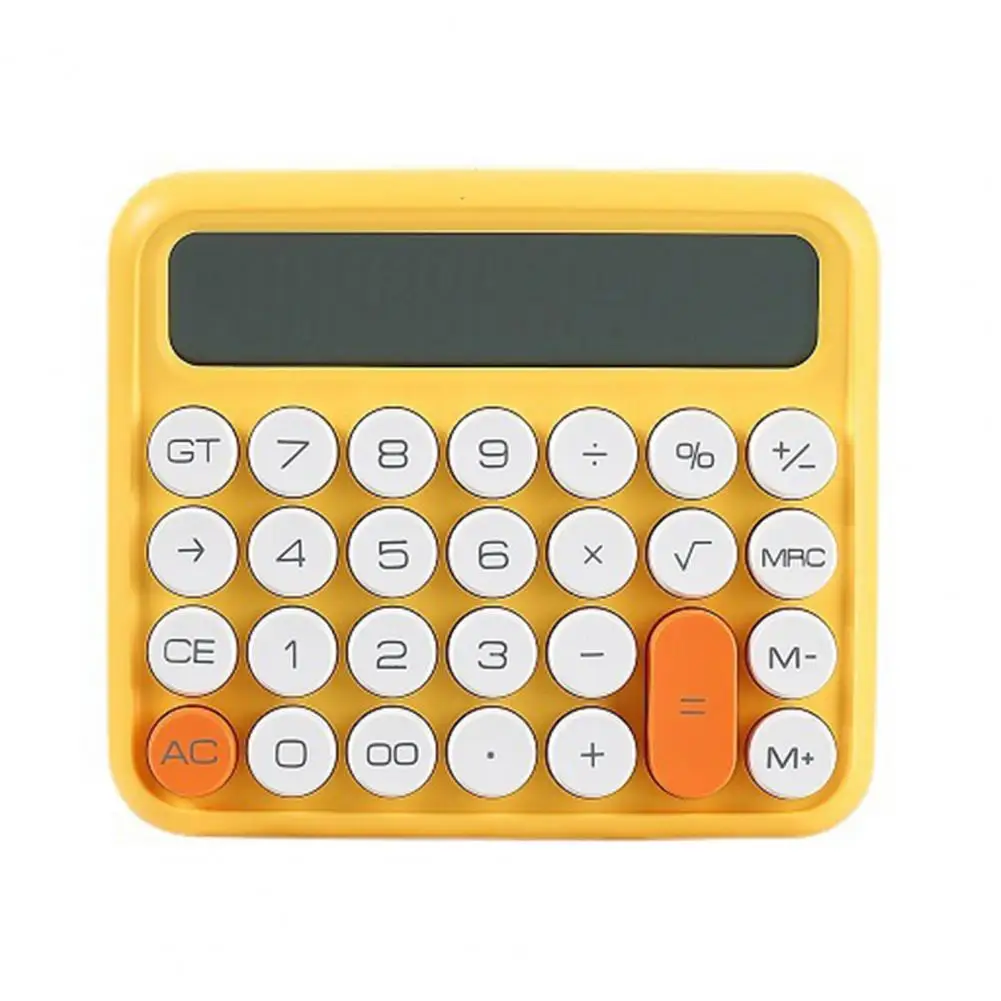 Calculadora de escritorio portátil con batería, 12 dígitos, botones redondos desmontables, pantalla LCD grande