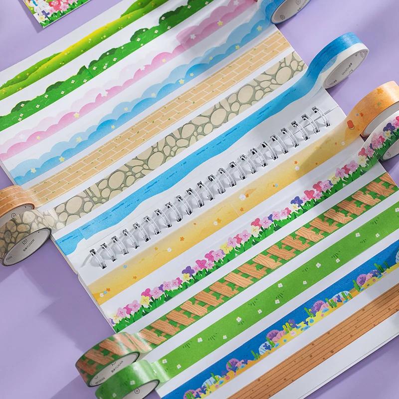 6 Roll Cute Star Cloud Forest Garden Landscaping Masking Washi Tape Decoration Diary Album Scrapbooking Adhesive Tape Stationery