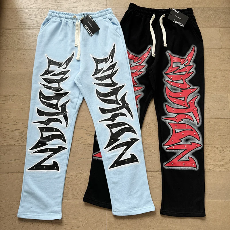 

Mixed Emotion High Street Loose Straight Leg Pure Cotton Printed Casual Trousers Men's Diamond Print Comfortable Long Pants