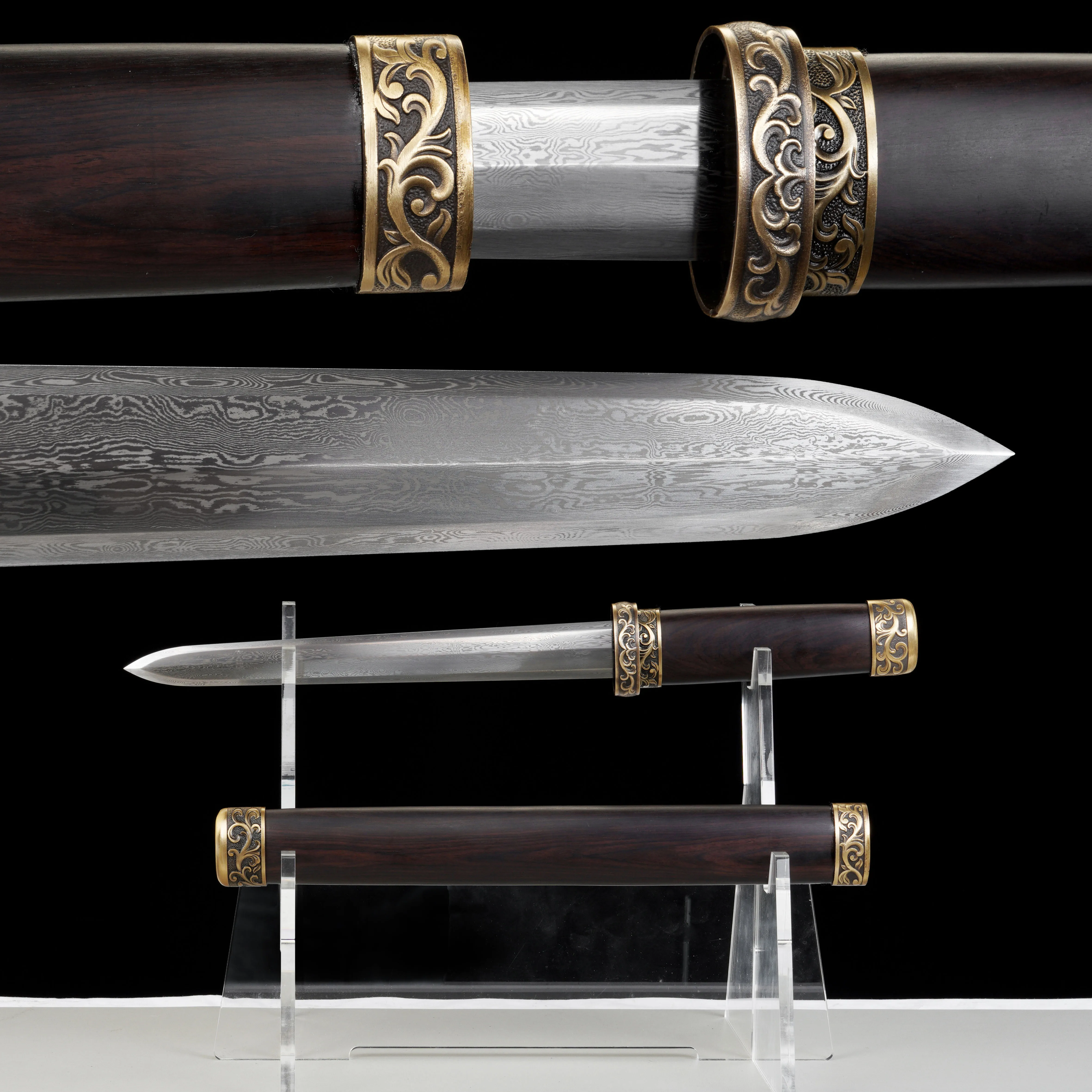 52cm Genuine Chinese samurai sword Japanese short katana, unique gift for men Full Tang Damascus steel sharp blade,unforgettable