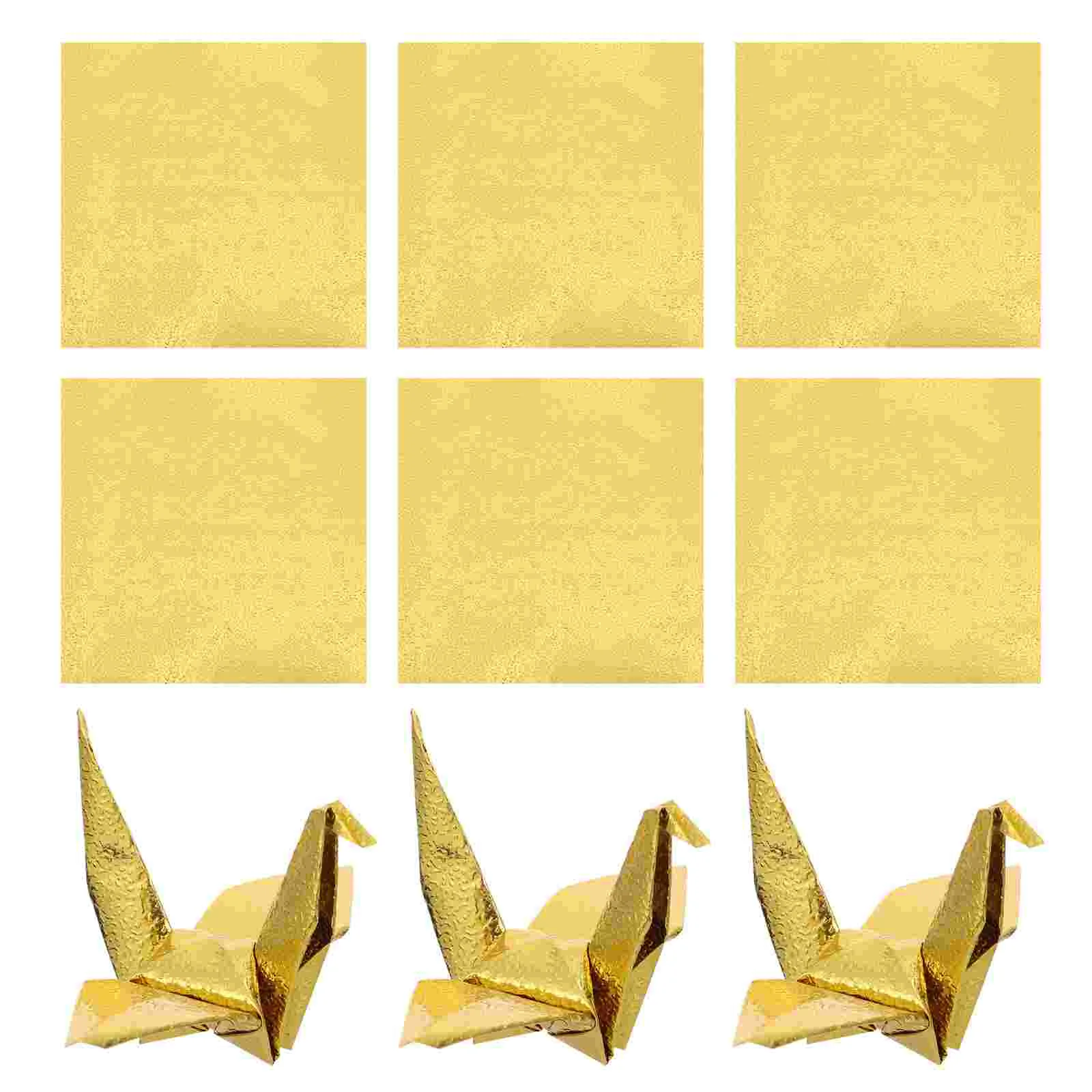 100 Pcs Origami Paper DIY Crafts Pearlescent Folding Handicraft Golden Foldable