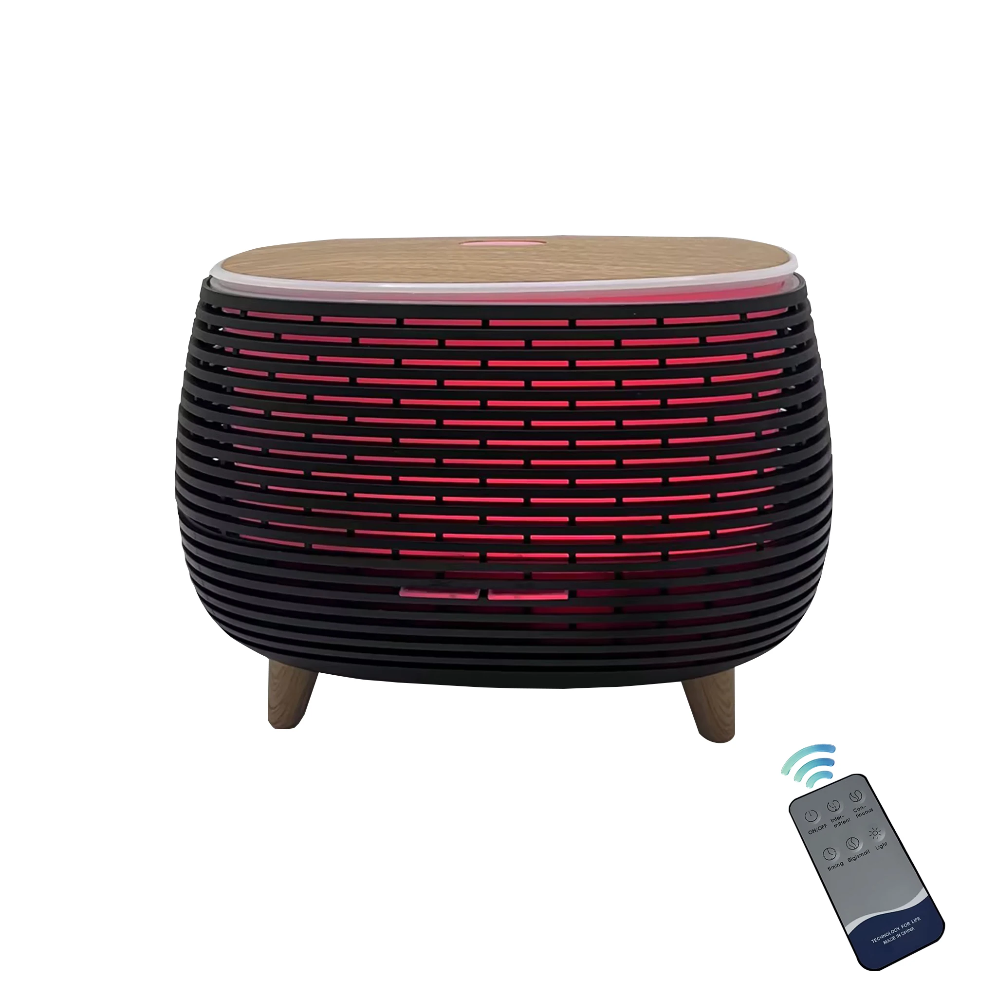 

500ml Essential Oil Diffuser Ultrasonic Aroma Humidifier 7 Color LED Remote Control Wood Grain Air Purifier Home Office Nursery