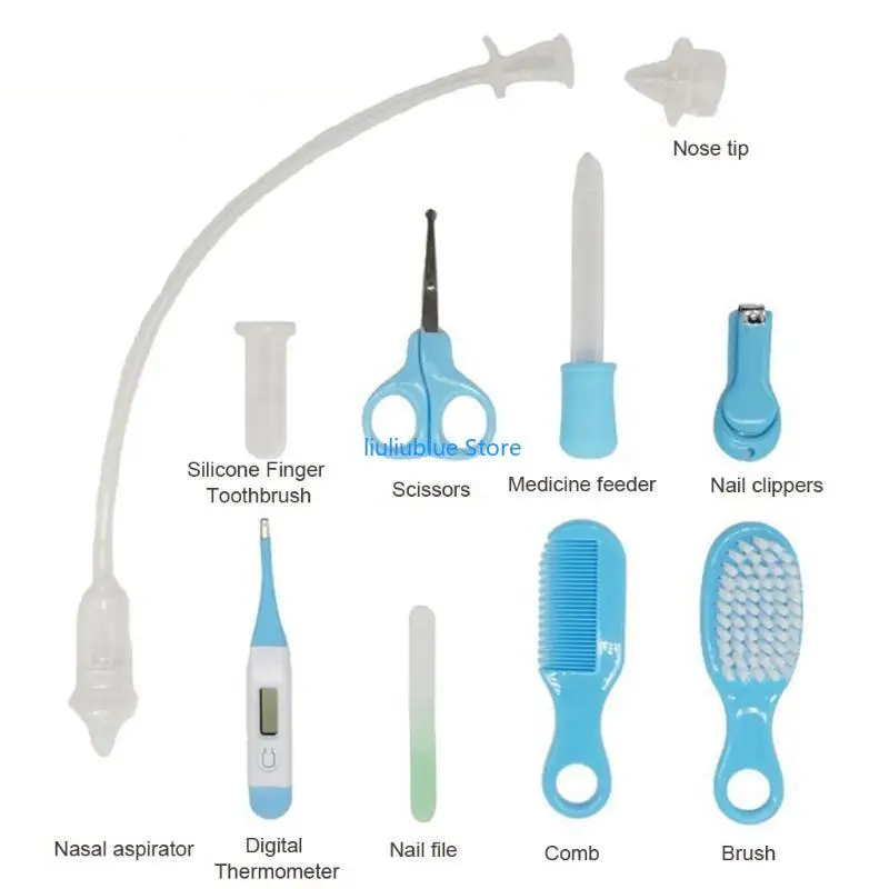 

9 шт., комплект для ухода за ребенком, набор для ухода за здоровьем, машинка для стрижки ногтей, щетка, расческа, ножницы, файл,